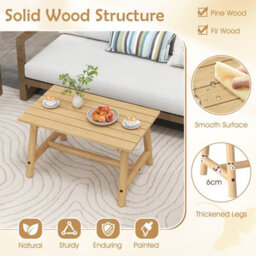 Gainoom Outdoor Natural Coffee Table Solid Wood Patio Table For Garden - thumbnail 6