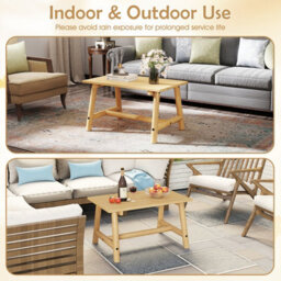Gainoom Outdoor Natural Coffee Table Solid Wood Patio Table For Garden - thumbnail 8