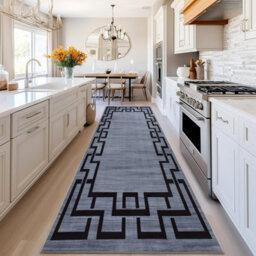 Ameha Nico Printed Extra Large Area Rug Kitchen Hallway Runner Living Room Greek Key Grey Modern Rugs 80X300 Cm - thumbnail 2