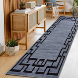 Ameha Nico Printed Extra Large Area Rug Kitchen Hallway Runner Living Room Greek Key Grey Modern Rugs 80X300 Cm - thumbnail 3