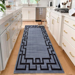 Ameha Nico Printed Extra Large Area Rug Kitchen Hallway Runner Living Room Greek Key Grey Modern Rugs 80X300 Cm - thumbnail 6