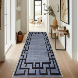 Ameha Nico Printed Extra Large Area Rug Kitchen Hallway Runner Living Room Greek Key Grey Modern Rugs 80X300 Cm - thumbnail 7