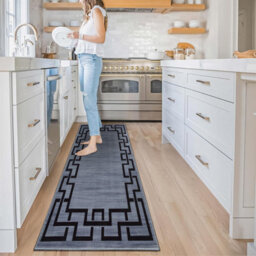Ameha Nico Printed Extra Large Area Rug Kitchen Hallway Runner Living Room Greek Key Grey Modern Rugs 80X300 Cm - thumbnail 4