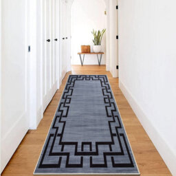 Ameha Nico Printed Extra Large Area Rug Kitchen Hallway Runner Living Room Greek Key Grey Modern Rugs 80X300 Cm - thumbnail 8