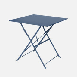 Sweeek - Square 2-Seater Folding Metal Bistro Garden Table With 2 Chairs Grey Blue 70X707X71 Cm - Emilia - thumbnail 2