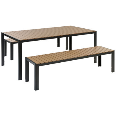 Beliani Garden Dining Set With Benches 6 Seater Nardo Brown/ Black - image 1