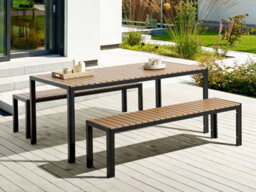 Beliani Garden Dining Set With Benches 6 Seater Nardo Brown/ Black - thumbnail 2
