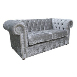 Chesterfield Handmade 2 Seater Sofa Settee Shimmer Silver Grey Velvet In Classic Style - thumbnail 3