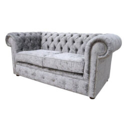 Chesterfield Handmade 2 Seater Sofa Settee Shimmer Silver Grey Velvet In Classic Style - thumbnail 5