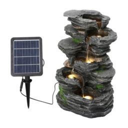 Breeins Outdoor Solar Powered Cascading Water Feature Garden Layered Led Fountain Outdoor Ornament Statue Fountain 48.5Cm H - thumbnail 3