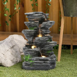 Breeins Outdoor Solar Powered Cascading Water Feature Garden Layered Led Fountain Outdoor Ornament Statue Fountain 48.5Cm H - thumbnail 2