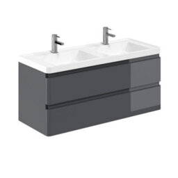 Plum&clay Marvel Gloss Dark Grey Wall Hung Bathroom Vanity Unit With Resin Basin (W)1200mm
