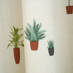Fusion Cactus 100% Cotton Botanical Print Pair Of Eyelet Curtains - thumbnail 3