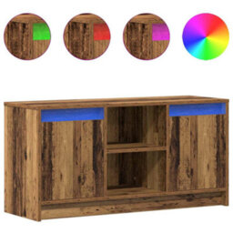 Berkfield Tv Cabinet With Led Lights - Old Wood, 100X34X50 Cm In Engineered Wood. - thumbnail 4
