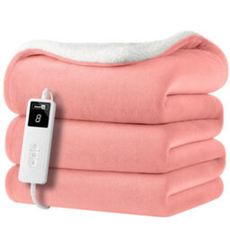 Homiu Electric Heated Throw, Energy-Efficient Sherpa & Fleece Blanket, 9 Heat Settings & Timer Auto Shut-Off & Overheat Protection - thumbnail 1