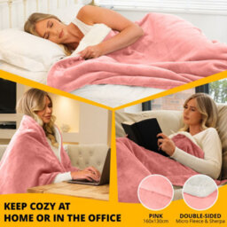Homiu Electric Heated Throw, Energy-Efficient Sherpa & Fleece Blanket, 9 Heat Settings & Timer Auto Shut-Off & Overheat Protection - thumbnail 2