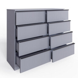 Fwstyle Lania Scalloped Grey 8 Drawer Chest (H) 77Cm (W) 114Cm (D) 40Cm - thumbnail 3