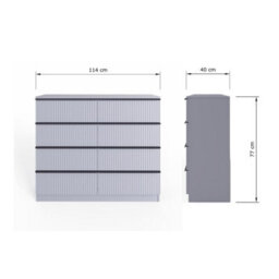 Fwstyle Lania Scalloped Grey 8 Drawer Chest (H) 77Cm (W) 114Cm (D) 40Cm - thumbnail 6