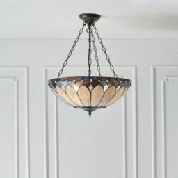 Tiffany Glass Hanging Ceiling Pendant Light Dark Bronze 3 Lamp Shade I00084 - thumbnail 4