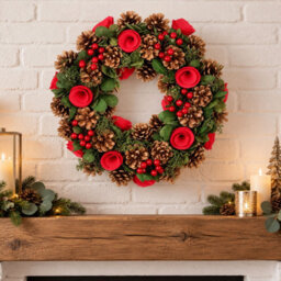 Neo 50Cm Christmas Traditional Festive Door Wreath Red Berries Pine Cones - thumbnail 7