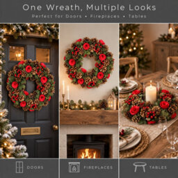 Neo 50Cm Christmas Traditional Festive Door Wreath Red Berries Pine Cones - thumbnail 5