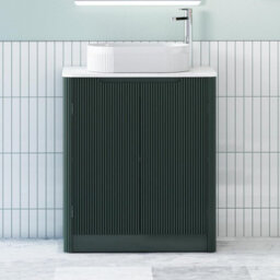 Royal Bathrooms Avenza 600mm Deep Moss Green Floor Standing Bathroom Vanity Unit 2 Door With Lyon Basin - thumbnail 1