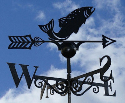 Poppy Forge Fish Weathervane - Solid Steel - W61 X H88 Cm - Powder Coated Black - image 1
