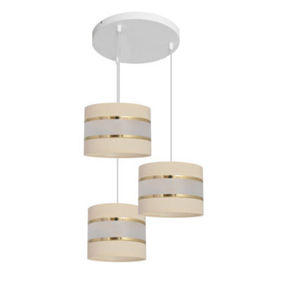Luminosa Lighting Luminosa Helen Cluster Pendant Ceiling Light Ecru, Gold, White 35Cm