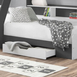 Orion Grey And White Wooden Storage Triple Sleeper Bunk Bed Frame - 3Ft Single Top And 4Ft Small Double Bottom - thumbnail 5