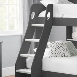 Orion Grey And White Wooden Storage Triple Sleeper Bunk Bed Frame - 3Ft Single Top And 4Ft Small Double Bottom - thumbnail 4
