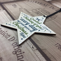 Red Ocean In Memory Hanging Wooden Star Christmas Tree Decoration Grandad Memorial Bauble Remembrance Keepsake - thumbnail 4