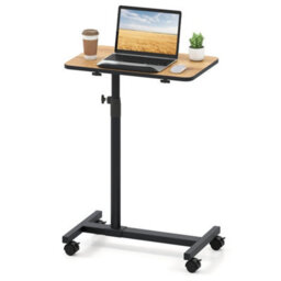 Overbed Table Tilting Bedside Table W/ Lockable Wheels Brown - thumbnail 1