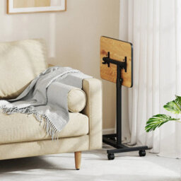 Overbed Table Tilting Bedside Table W/ Lockable Wheels Brown - thumbnail 6