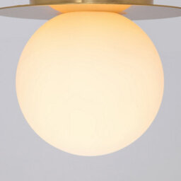 Houseof Frosted Glass Opal Ball Shade Disk Wall Light Bathroom Compatible - Gold Brass - thumbnail 4