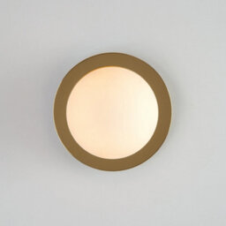 Houseof Frosted Glass Opal Ball Shade Disk Wall Light Bathroom Compatible - Gold Brass