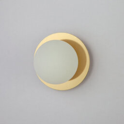 Houseof Frosted Glass Opal Ball Shade Disk Wall Light Bathroom Compatible - Gold Brass - thumbnail 2