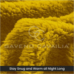 Gc Gaveno Cavailia Teddy Bear Plain Fitted Sheet Single Ochre Fleece Thermal Warm Super Soft & Warm Fluffy Fitted Bed Sheet - thumbnail 3