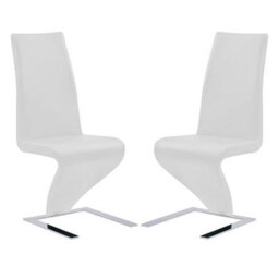 Furniture in Fashion Demi Z White Faux Leather Dining Chairs With Chrome Feet In Pair