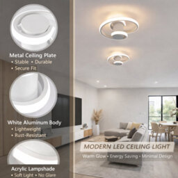 18W Spiral Led Ceiling Light Modern Flush Mount White Lamp 3000K Warm White For Kitchen Hallway Bedroom Living Room - thumbnail 6