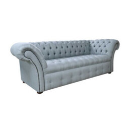Chesterfield 3 Seater Buttoned Seat Sofa Settee Tweed Lime Fabric In Balmoral Style - thumbnail 2