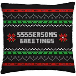 Minecraft Seasons Greetings Square Christmas Filled Cushion Black/red/green (40Cm X 40Cm) - thumbnail 1