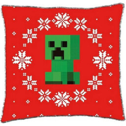 Minecraft Seasons Greetings Square Christmas Filled Cushion Black/red/green (40Cm X 40Cm) - thumbnail 2