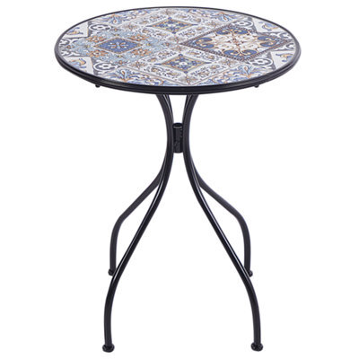 Wyld And Coco Garden Luxe Black Metal Bistro Table 60Cm - Ceramic Mosaic Top, Vintage Outdoor. - image 1