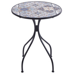 Wyld And Coco Garden Luxe Black Metal Bistro Table 60Cm - Ceramic Mosaic Top, Vintage Outdoor. - thumbnail 1