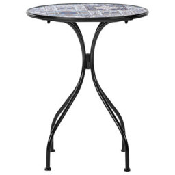 Wyld And Coco Garden Luxe Black Metal Bistro Table 60Cm - Ceramic Mosaic Top, Vintage Outdoor. - thumbnail 5