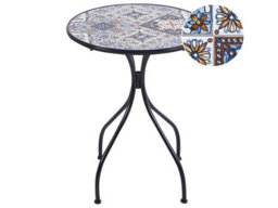 Wyld And Coco Garden Luxe Black Metal Bistro Table 60Cm - Ceramic Mosaic Top, Vintage Outdoor. - thumbnail 3