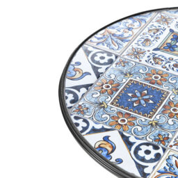 Wyld And Coco Garden Luxe Black Metal Bistro Table 60Cm - Ceramic Mosaic Top, Vintage Outdoor. - thumbnail 6