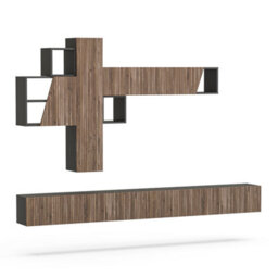 Decorotika Campobasso Moduler Modern Tv Unit Wall Mount Customizable Layout Black Alina - thumbnail 4