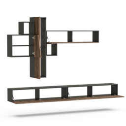 Decorotika Campobasso Moduler Modern Tv Unit Wall Mount Customizable Layout Black Alina - thumbnail 5