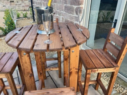 Charles Taylor Trading Deluxe Alfresco Bar Set Four Seater - L170 X W170 X H110 - Redwood - Fully Assembled - thumbnail 4